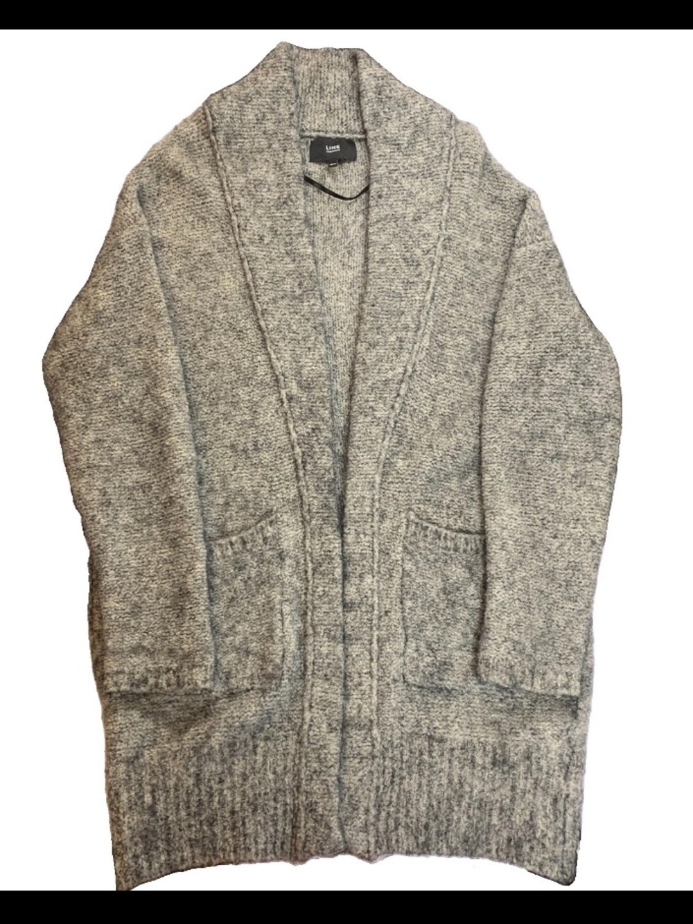 Line The Label Cardigan Merino Wool Mohair XS Heathered Grey Oversized Duster